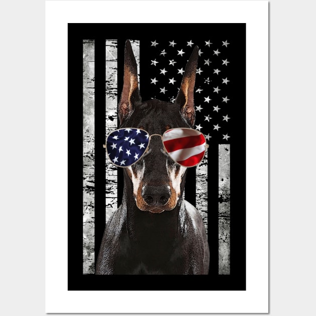 Dynamic Dobermans Fashionable American Flag the Charm of This Breed Wall Art by Crazy Frog GREEN